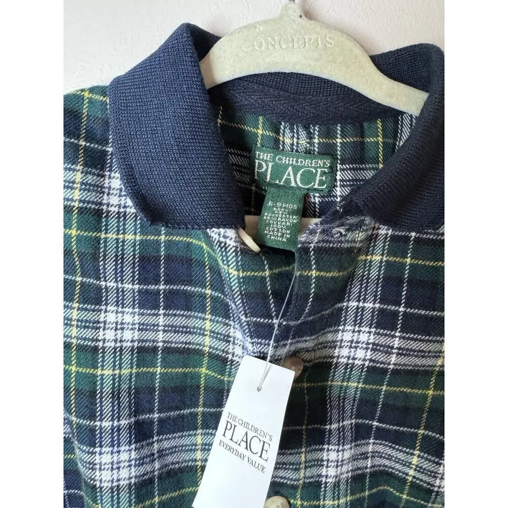 Vintage The Children's Place Flannel Romper baby Unisex 6-9 Months Y2K NWT